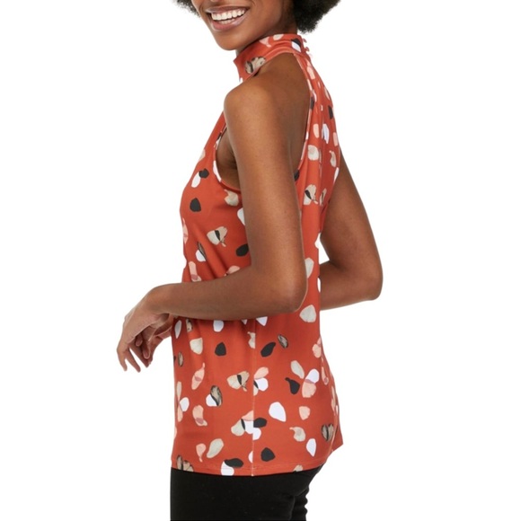 THE LIMITED | Printed Halter Top, Color is Rust with a Petal Design - Picture 3 of 9